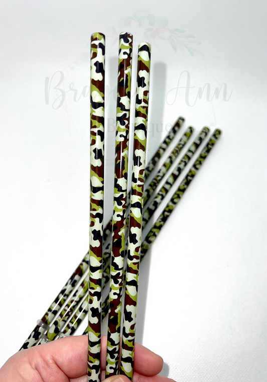 10” Green Camo Straws