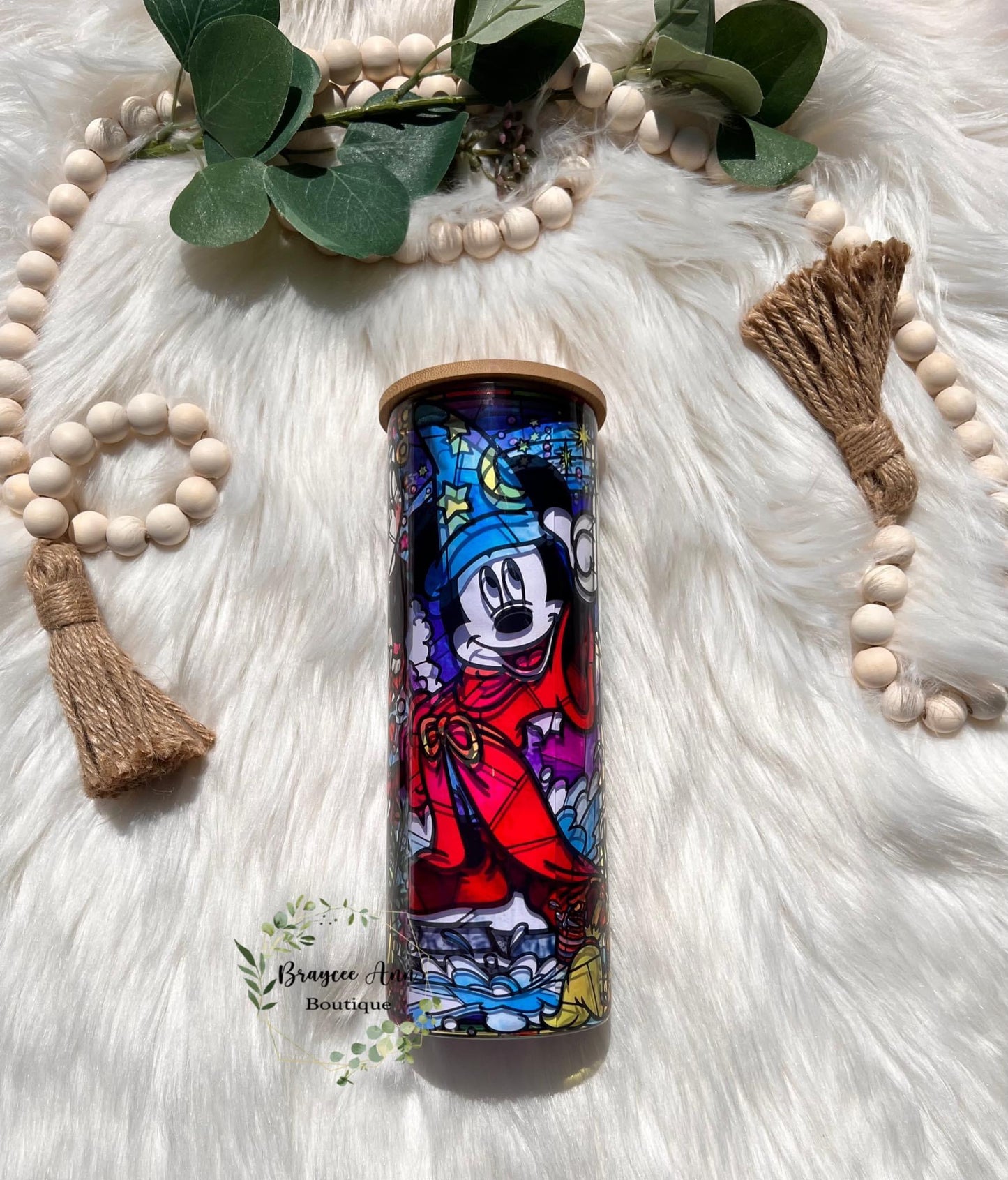 🤍 Disney “stained glass” Glass Tumbler 🤍