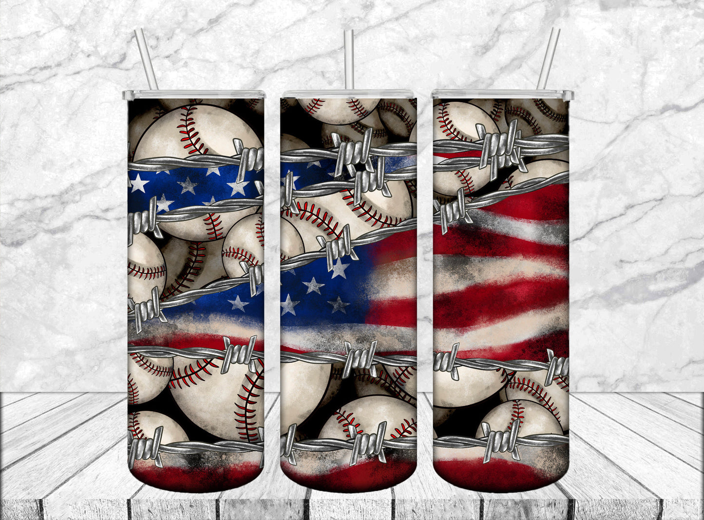 ⚾️ America Flag Baseball Barbed Wire ⚾️