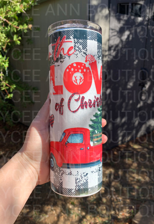 🎄”For the love of Christmas “ (black plaid tumbler)🎄