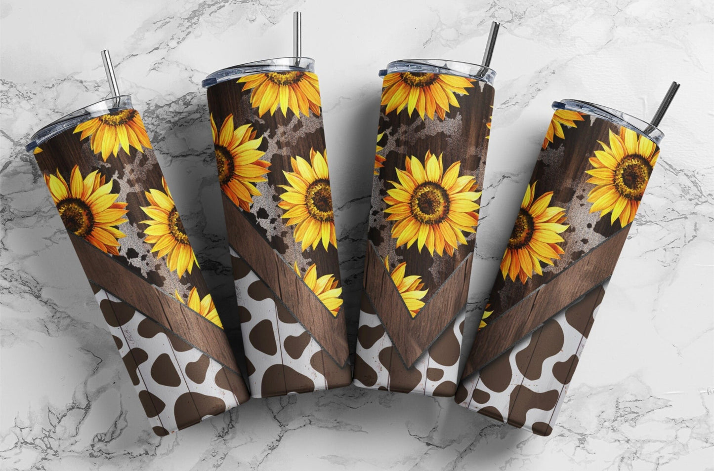 V-Split Sunflower/Brown Cow Print