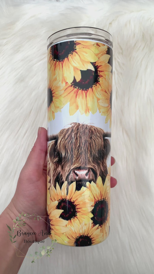 Sunflower Highland Cow