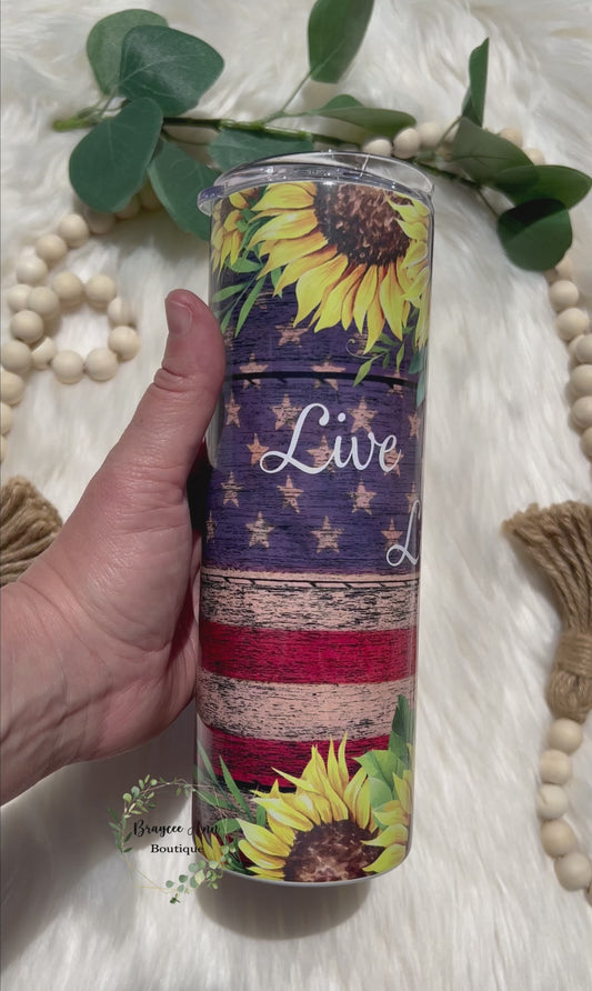 Live, Love, Dance American Flag/Sunflowers